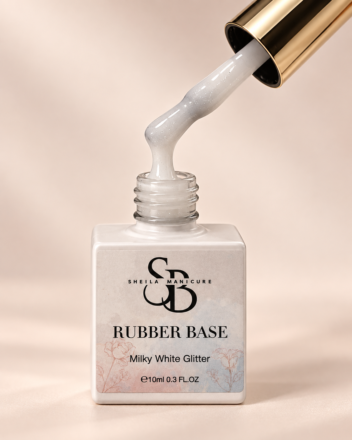 Base Rubber milky white glitter 10ml
