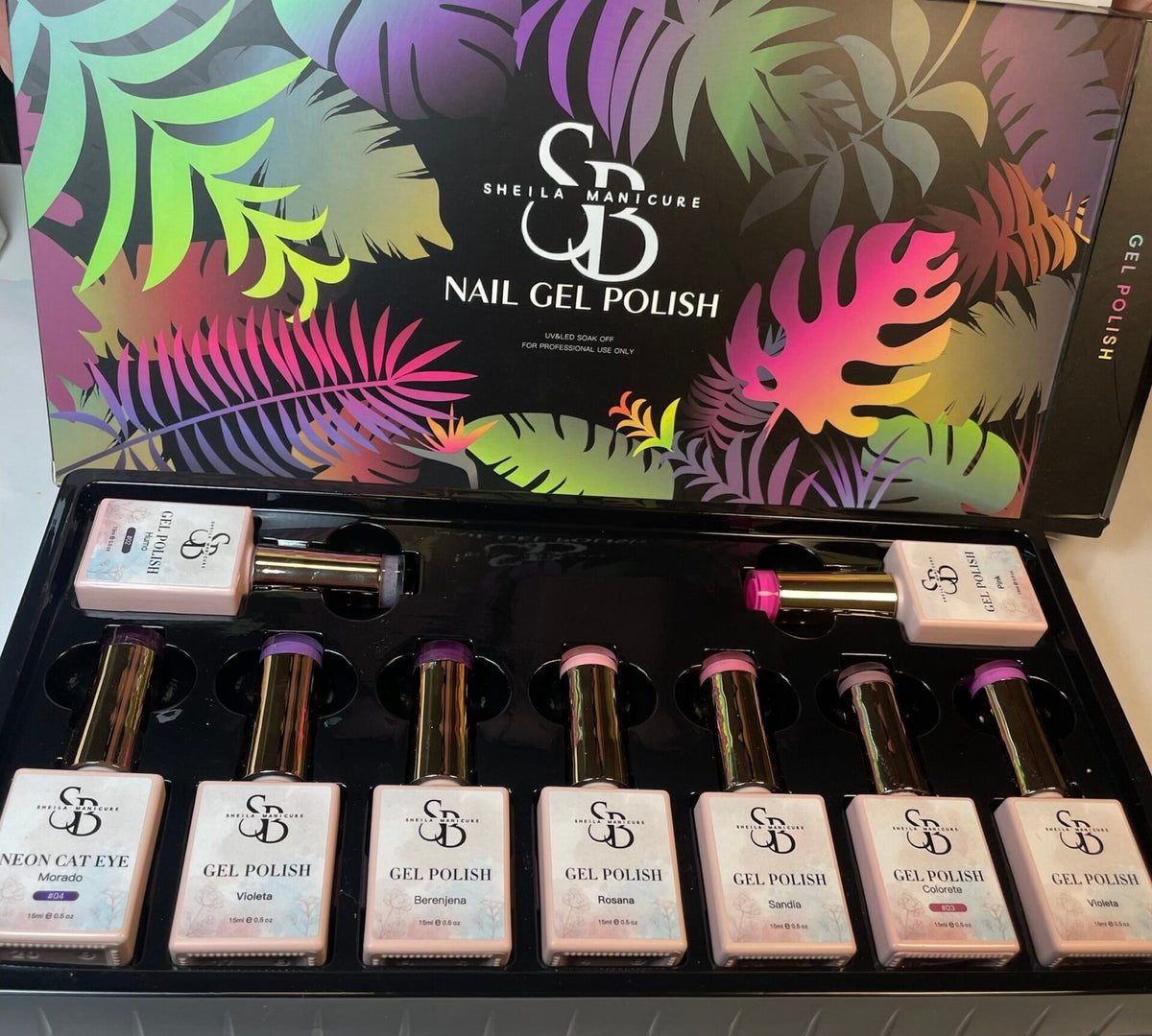 Colección morados y rosas nueve esmaltes